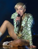 Miley Cyrus performing during her Bangerz tour in Madrid, Spain