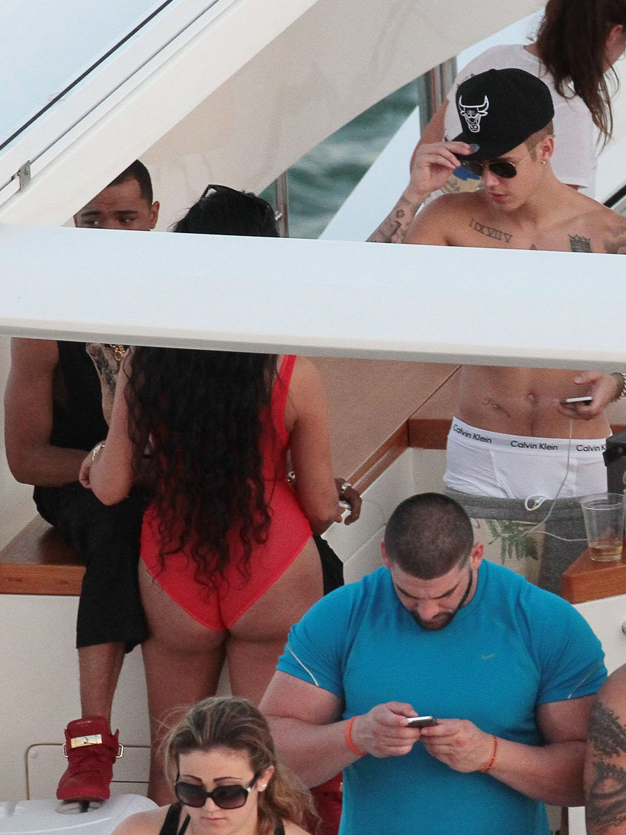 Justin Bieber and Khalil Sharieff 4th of July weekend celebration on a yacht in Miami Beach