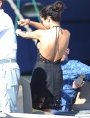 Cara Delevigne And Selena Gomez are seen leaving their yacht and boarding a tender into st tropez, selena was seen dancing and singing in a black cocktail dress, the girls took a trip to Dior to try on dresses ahead of the leonardo dicaprio's party tonigh