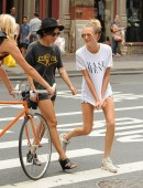 Zoe Kravitz and Cara Delevingne are seen out and about in Soho, New York City