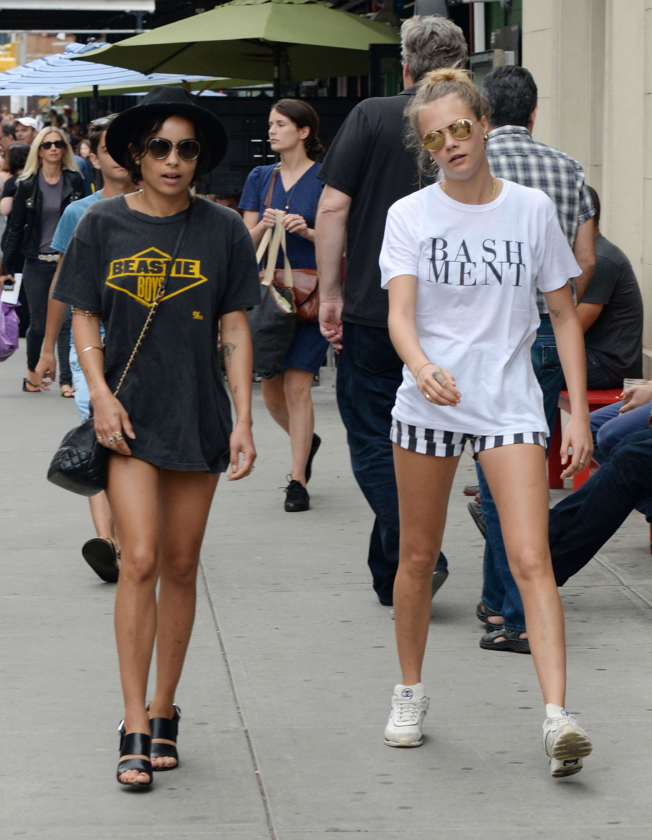 Cara Delevingne and Zoe Kravitz leaving The Smile restaurant in New York City