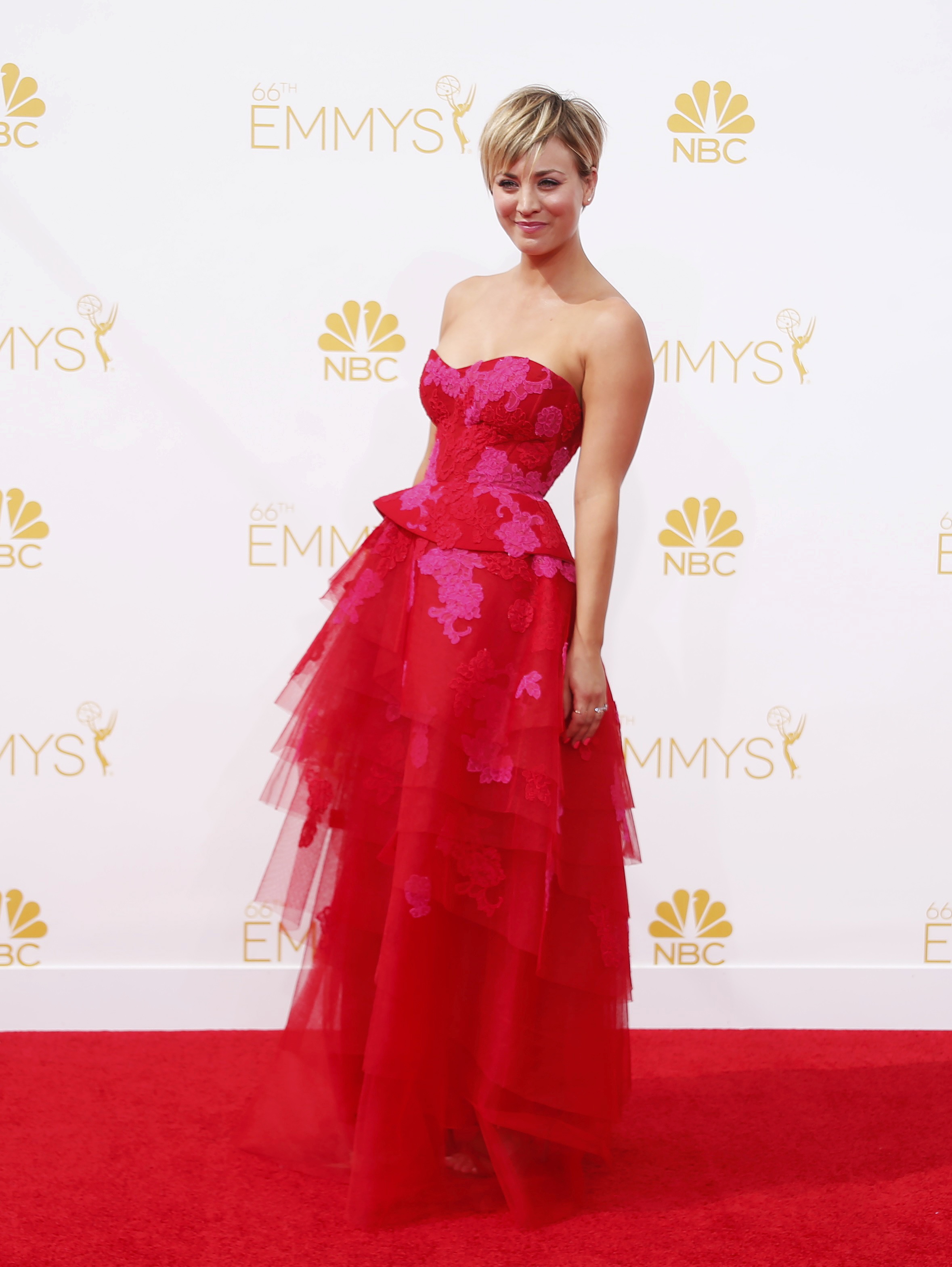 Kaley Cuoco-Sweeting arrives at the 66th Primetime Emmy Awards in Los Angeles