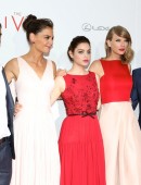 Brenton Thwaites, Katie Holmes, Odeya Rush, Taylor Swift and Cameron Monaghan attend 'The Giver' premiere at Ziegfeld Theater in New York City