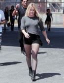 Hilary Duff drives a vintage Mercedes while filming for her music video 'All About You' in Downtown Los Angeles