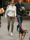 Ashley Greene walks her dog while on break from filming "Urge"
