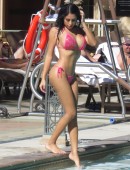 Spanish model Cynthia Escobar shows off her curves to other hotel guests in Las Vegas