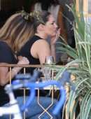 Kelly Brook has lunch at Little Next Door and does some shopping with a friend in West Hollywood
