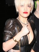 Rita Ora seen wearing converse and a see through dress as she leaves The Nice Guy restaurant after a night out with boyfriend Ricky Hil in West Hollywood