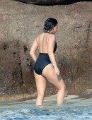 Demi-Lovato-Wearing-Black-Swimsuit-in-St