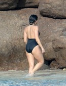 Demi-Lovato-Wearing-Black-Swimsuit-in-St