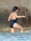 Demi-Lovato-Wearing-Black-Swimsuit-in-St