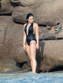 Demi-Lovato-Wearing-Black-Swimsuit-in-St