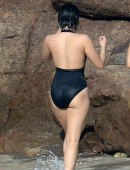 Demi-Lovato-Wearing-Black-Swimsuit-in-St