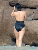 Demi-Lovato-Wearing-Black-Swimsuit-in-St