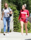 Miley-Cyrus-Leggy-in-Red-Shorts-1