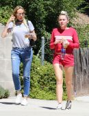 Miley-Cyrus-Leggy-in-Red-Shorts-2