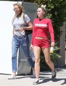 Miley-Cyrus-Leggy-in-Red-Shorts-5