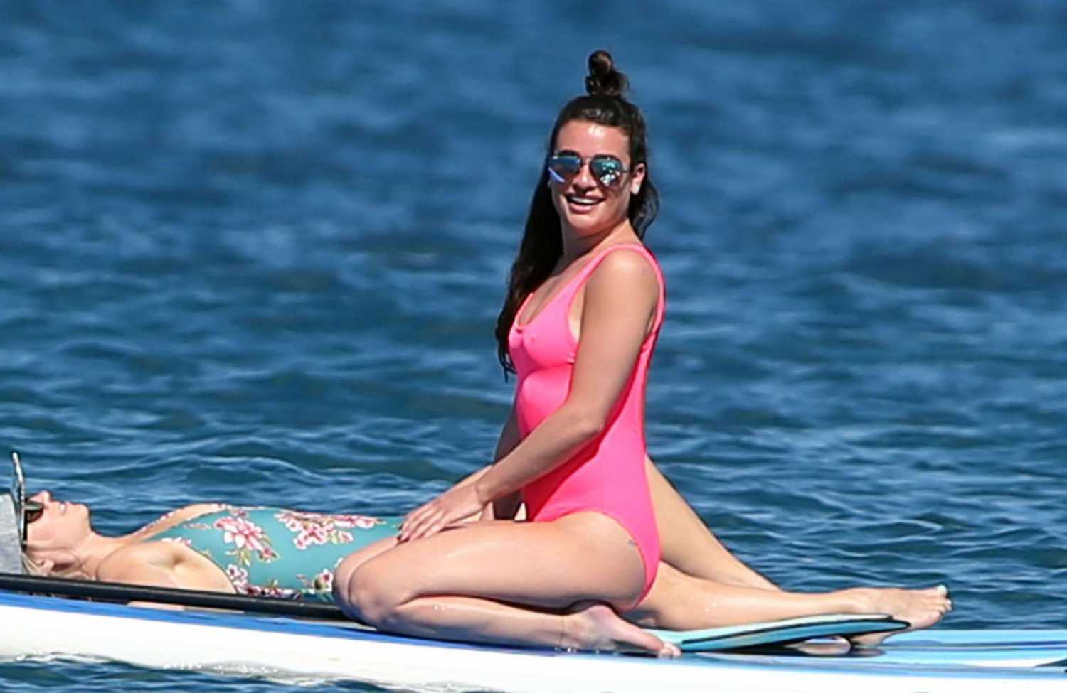 Lea-Michele-in-Pink-Swimsuit-3