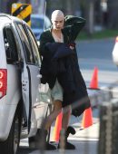 Cara Delevingne Shaved Head on the Set of “Life in a Year” in Toronto