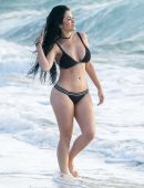 Claudia Alende in Black Bikini at the beach in Miami