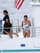 Eva Longoria in Swimsuit at a yacht in Hawaii
