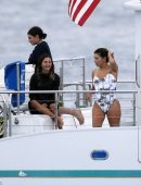 Eva Longoria in Swimsuit at a yacht in Hawaii