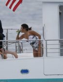 Eva Longoria in Swimsuit at a yacht in Hawaii