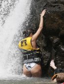 Eva Longoria in Swimsuit under a Fountain in Hawaii
