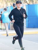 Hilary Duff Booty in Leggings Out Jogging on Hudson River in New York