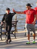 Hilary Duff Booty in Leggings Out Jogging on Hudson River in New York