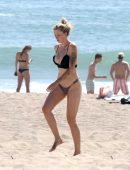 Ireland Baldwin in Black Thong G-string Bikini at a Beach in Malibu