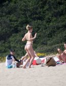 Ireland Baldwin in Black Thong G-string Bikini at a Beach in Malibu
