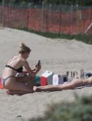 Ireland Baldwin in Black Thong G-string Bikini at a Beach in Malibu