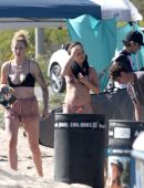 Ireland Baldwin in Black Thong G-string Bikini at a Beach in Malibu