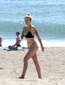 Ireland Baldwin in Black Thong G-string Bikini at a Beach in Malibu