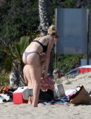 Ireland Baldwin in Black Thong G-string Bikini at a Beach in Malibu