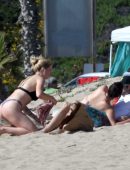 Ireland Baldwin in Black Thong G-string Bikini at a Beach in Malibu