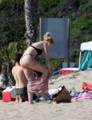 Ireland Baldwin in Black Thong G-string Bikini at a Beach in Malibu