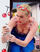 Katy Perry Out and About, Giving Out Pies in New York