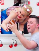 Katy Perry Out and About, Giving Out Pies in New York