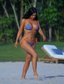 Kim Kardashian in Blue Bikini on Vacation in Mexico
