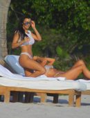 Kim Kardashian and Kourtney Kardashian in Bikini at the Beach in Mexico