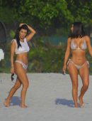 Kim Kardashian and Kourtney Kardashian in Bikini at the Beach in Mexico