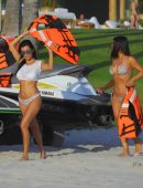 Kim Kardashian and Kourtney Kardashian in Bikini at the Beach in Mexico
