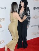 Kim Kardashian and Kourtney Kardashian at the Premiere of Film 'The Promise' in Los Angeles