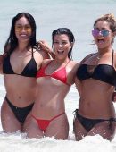 Kourtney Kardashian in Red Bikini at Beach in Tulum