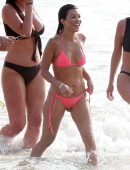 Kourtney Kardashian in Red Bikini at Beach in Tulum