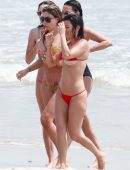 Kourtney Kardashian in Red Bikini at Beach in Tulum