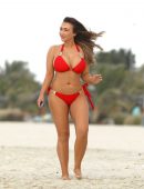 Lauren Goodger Playing Golf in Red Bikini in Dubai