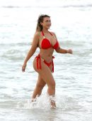 Lauren Goodger Playing Golf in Red Bikini in Dubai
